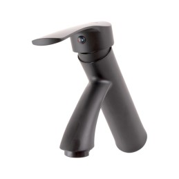 Grifo Lavabo Latón/Zinc, Negro, Agua Caliente-Fría, Latiguillos, Caño Bajo, Monomando [QLI-FA-SS01]