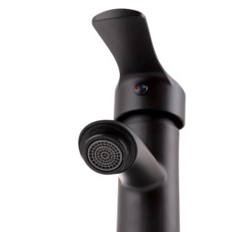 Grifo Lavabo Latón/Zinc, Negro, Agua Caliente-Fría, Latiguillos, Caño Bajo, Monomando [QLI-FA-SS01]