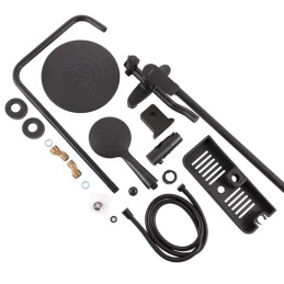Conjunto Ducha Latón/Zinc - Acero Inoxidable- ABS, Negro, Agua Caliente-Fría, Monomando [QLI-FA-3019]