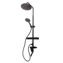 Conjunto Ducha Latón/Zinc - Acero Inoxidable- ABS, Negro, Agua Caliente-Fría, Monomando [QLI-FA-3019]