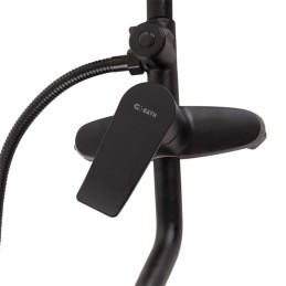 Conjunto Ducha Latón/Zinc - Acero Inoxidable- ABS, Negro, Agua Caliente-Fría, Monomando [QLI-FA-3019]