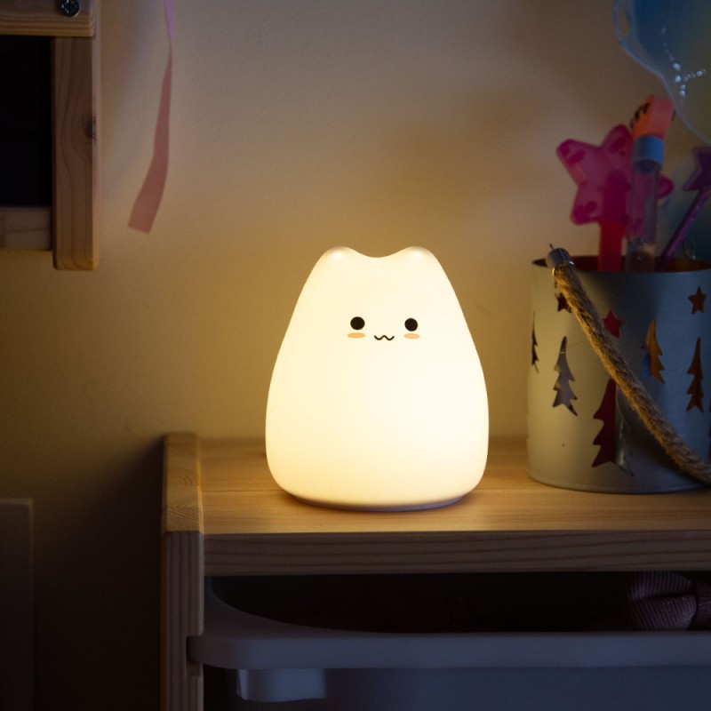 Lampara nocturna de mesa LED Infantil quitamiedos y recargable \"Cat\"