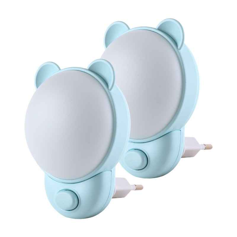 Pack 2 Lampara nocturna de pared LED Infantil quitamiedos y recargable \"Bear\"