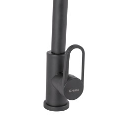 Grifo Cocina Latón/Zinc, Negro, Agua Caliente-Fría, Latiguillos, Caño Alto, Monomando [QLI-FA-4212]