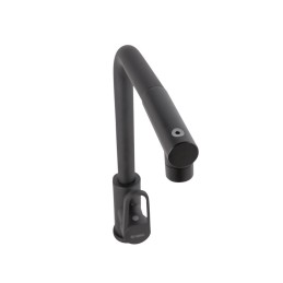 Grifo Cocina Latón/Zinc, Negro, Agua Caliente-Fría, Latiguillos, Caño Alto, Monomando [QLI-FA-4212]