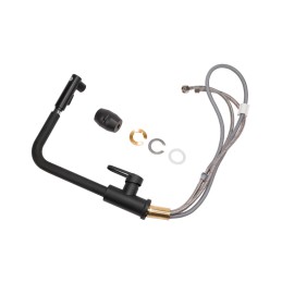 Grifo Cocina Latón/Zinc, Negro, Agua Caliente-Fría, Latiguillos, Caño Alto, Monomando [QLI-FA-4212]