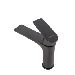 Grifo Lavabo Latón/Zinc, Negro, Agua Caliente-Fría, Latiguillos, Caño Bajo, Monomando [QLI-FA-4301]