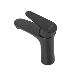 Grifo Lavabo Latón/Zinc, Negro, Agua Caliente-Fría, Latiguillos, Caño Bajo, Monomando [QLI-FA-4338]