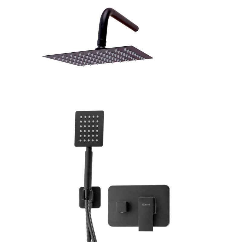 Conjunto Ducha Latón/Zinc ,Negro, Agua Caliente-Fría, Monomando [QLI-FA-46106]