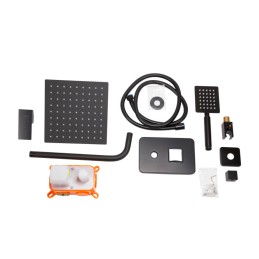 Conjunto Ducha Latón/Zinc ,Negro, Agua Caliente-Fría, Monomando [QLI-FA-46106]