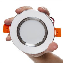 Foco Downlight LED 3W  240Lm 4200ºK Aro Plateado 40.000H [PCE-DL3W-P-W]