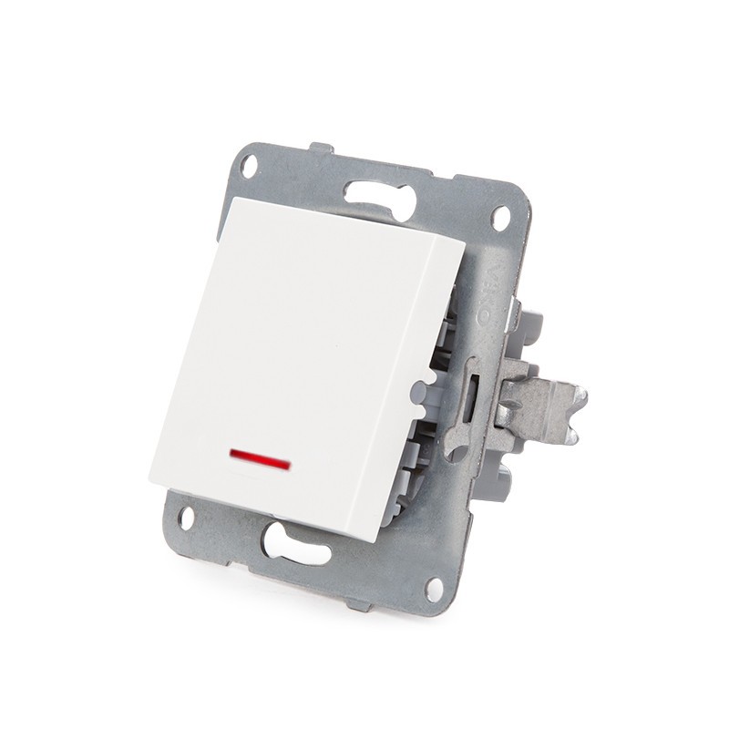 Pulsador Luminoso Panasonic Karre 10A 250V Bastidor Metálico con Garras/ Tecla Blanca/LED Rojo