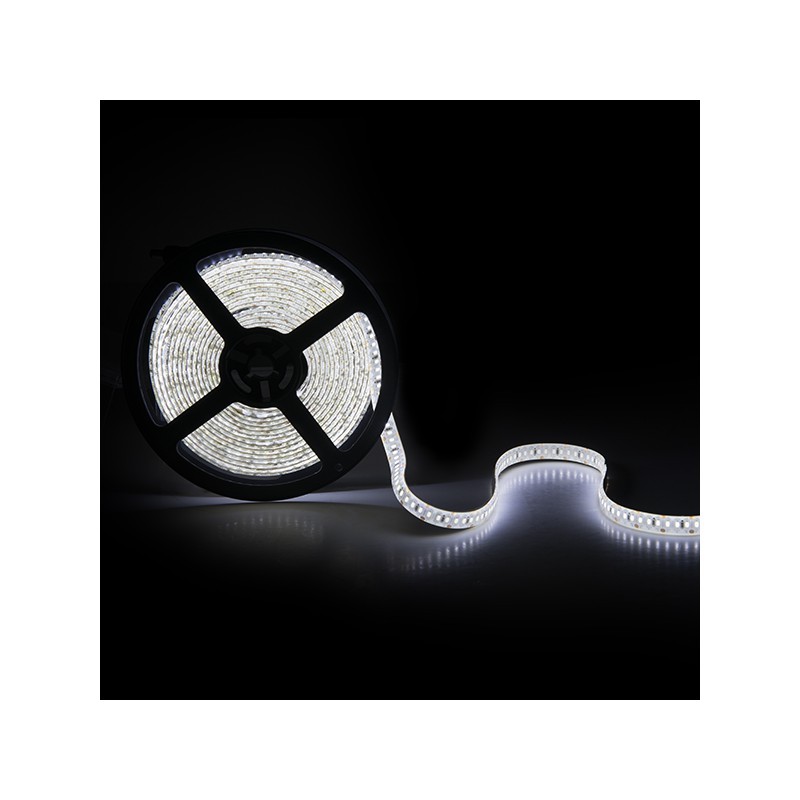 Tira de 204 LEDs/M 60W 5.000Lm CRI85 6000ºK SMD3014 12VDC IP65 x5M 40.000H [CA-3014-204-12W-IP65-CW]-Blanco Frío