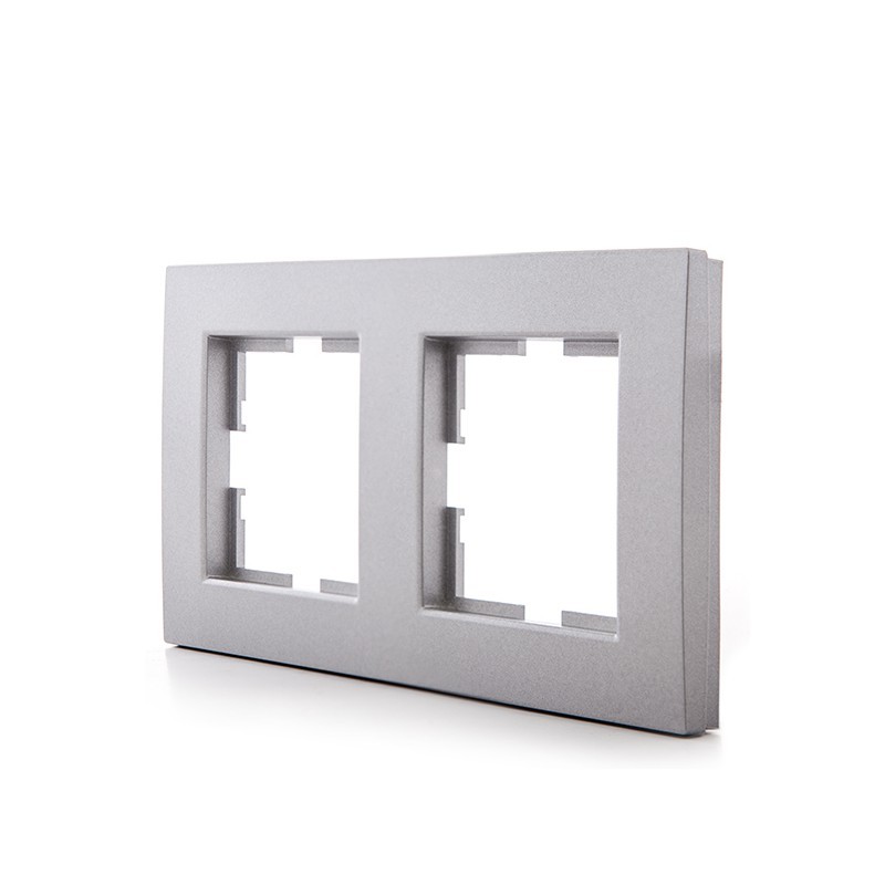 Marco Panasonic Novella 2 Elementos Horizontal/Vertical , Tecnopolímero, Plata (Compatible Mecanismo Karre)