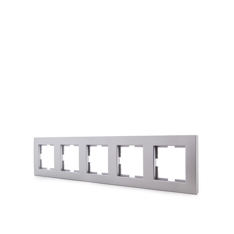 Marco Panasonic Novella 5 Elementos Horizontal-Vertical , Tecnopolímero, Plata (Compatible Mecanismo Karre)