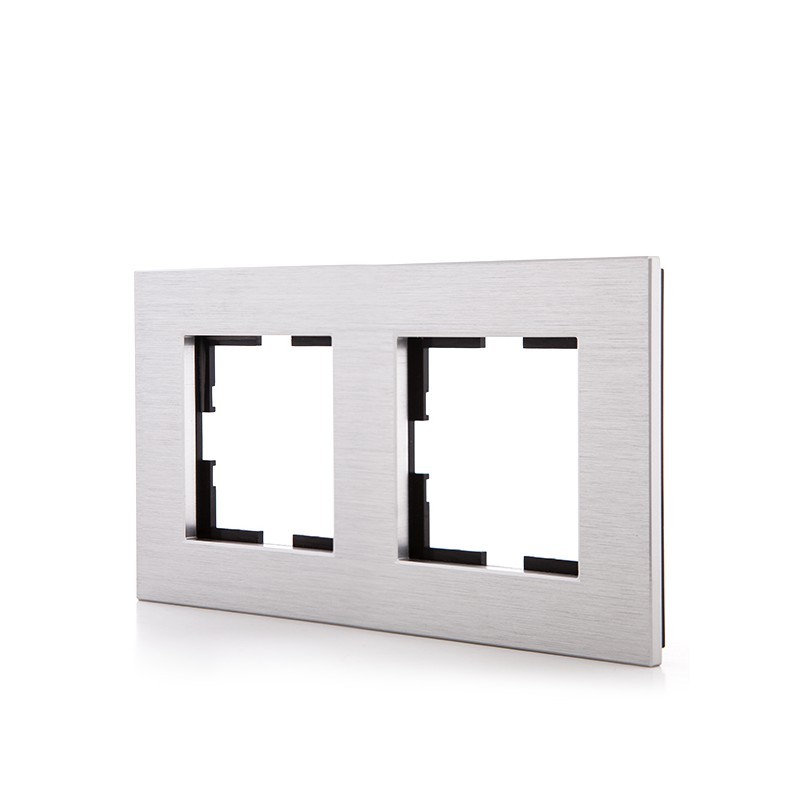 Marco Panasonic Novella 2 Elementos Horizontal-Vertical, Aluminio Eloxal Plata (Compatible Mecanismo Karre)