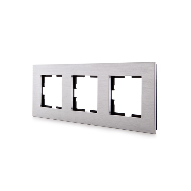 Marco Panasonic Novella 3 Elementos Horizontal-Vertical, Aluminio Eloxal Plata (Compatible Mecanismo Karre)