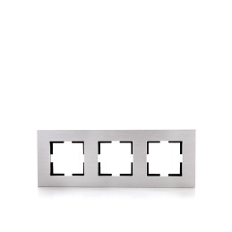 Marco Panasonic Novella 3 Elementos Horizontal-Vertical, Aluminio Eloxal Plata (Compatible Mecanismo Karre)