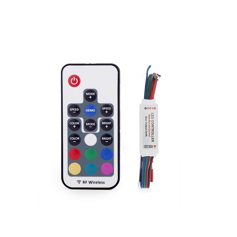 Controlador Mini Rf Tira RGB Mando a Distancia 5-24VDC ► 144W