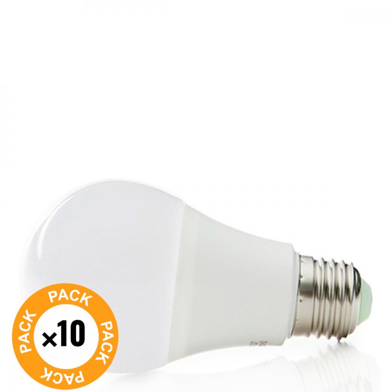 Pack 10 Lámparas LEDs Esférica Aluminio/PC E27 9W 810Lm 40.000H