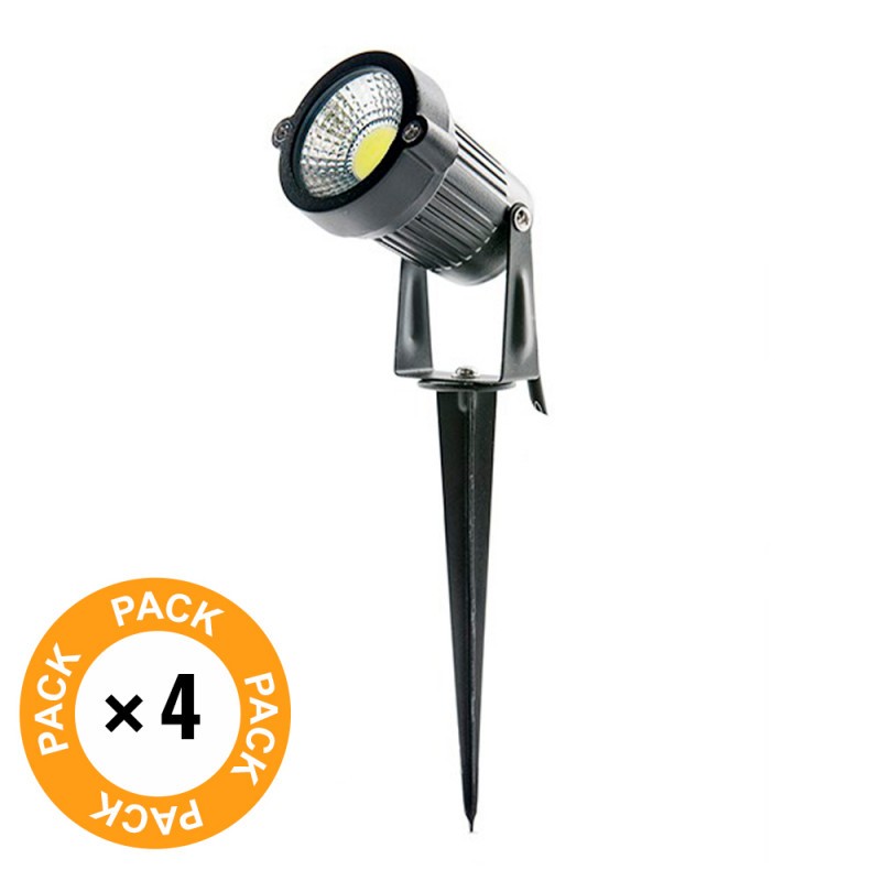 Pack 4 Focos LED Pincho Jardín 5W 450Lm 6000ºK 40.000H [SL-SL-C10-5W-CW-PK4-AP]