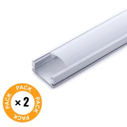 Pack 2 Perfil de Aluminio para LEDs Difusor Opal Tira 2M