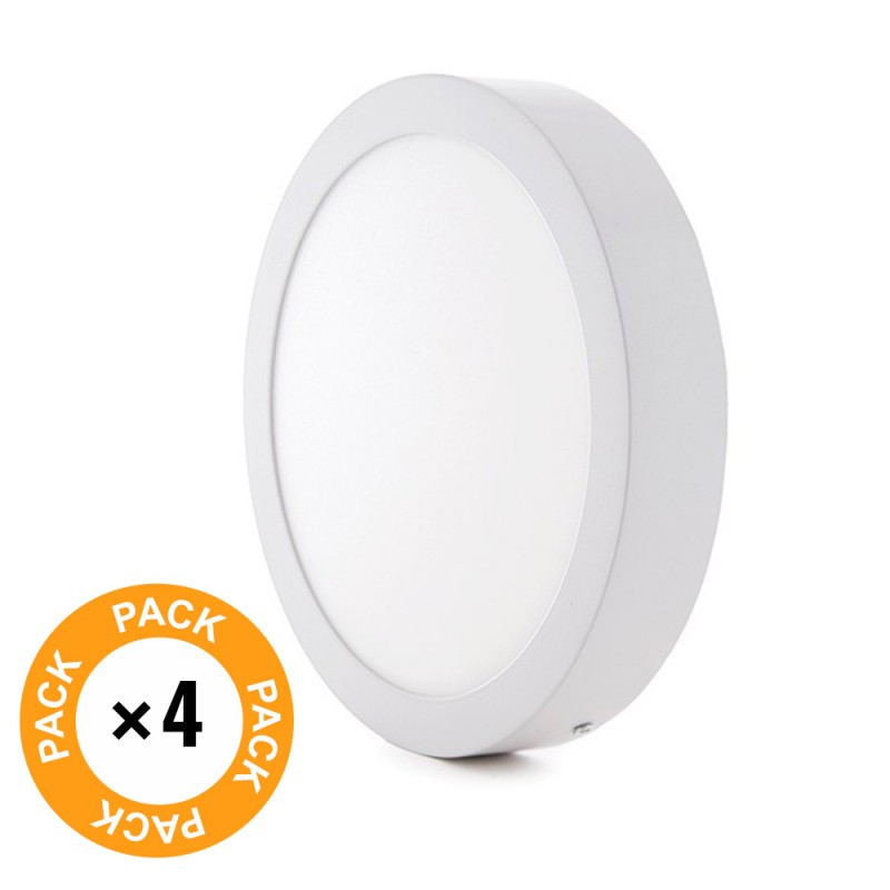 Pack 4 Plafones LED 12W 930Lm 6000ºK Superficie 40.000H [GR-MZMD01-12W-CW-PK4-AP]