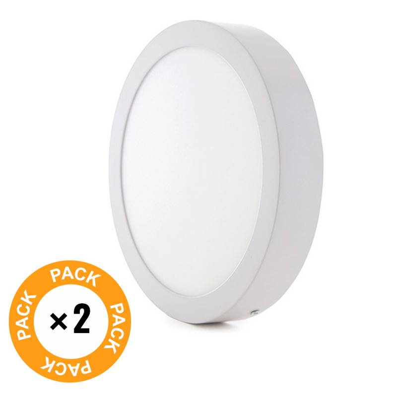 Pack 2 Plafónes LED 24W 1900Lm 6000ºK Superficie 40.000H [HO-PLAF-C-24W-CW-PK2-AP]