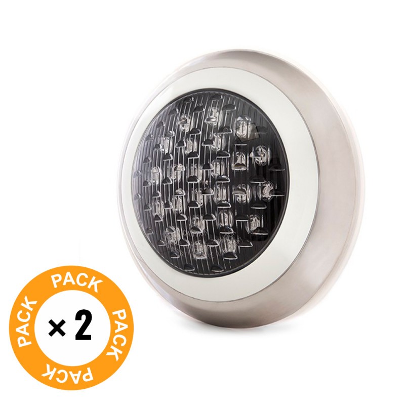 Pack 2 Focos Piscina LED 24W 4200ºK Superficie Ø300Mm Blanco Natural LED 40.000H [KD-FPS-63-24W-W-PK2-AP]