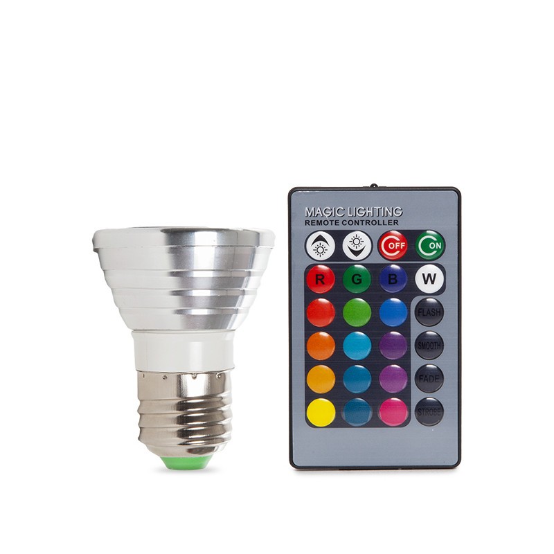 Bombilla LED E27 3W RGB Mando a Distancia 40.000H [PL187220-E27]