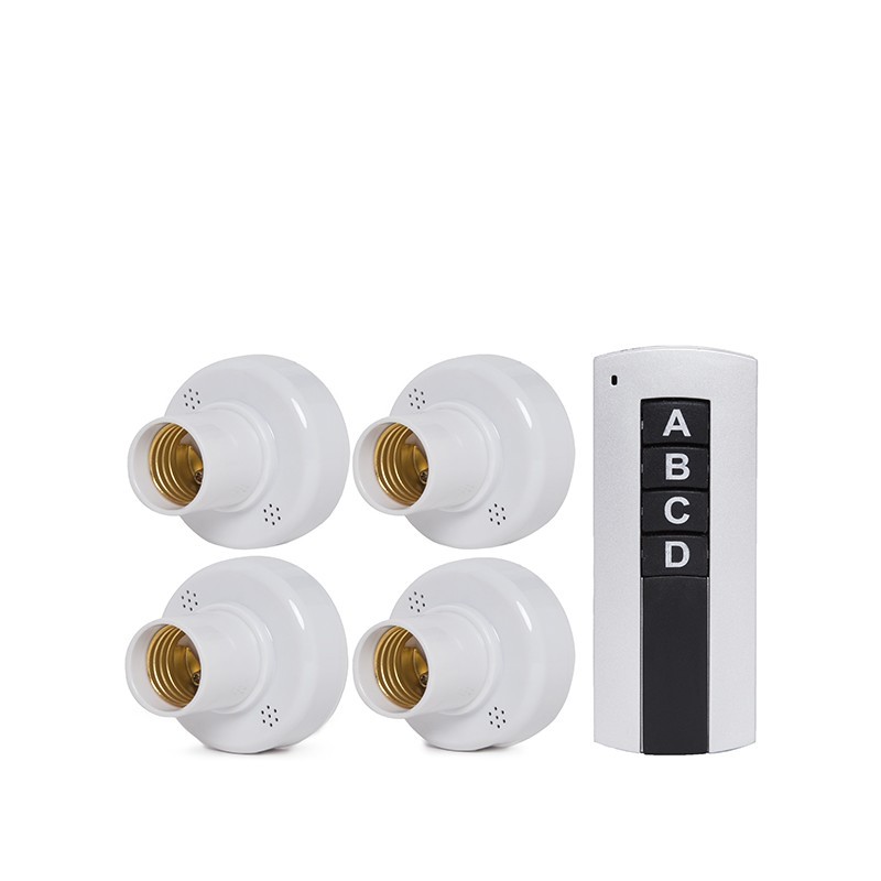 Juego 4 Portalámparas Inteligente E27 Mando a Distancia