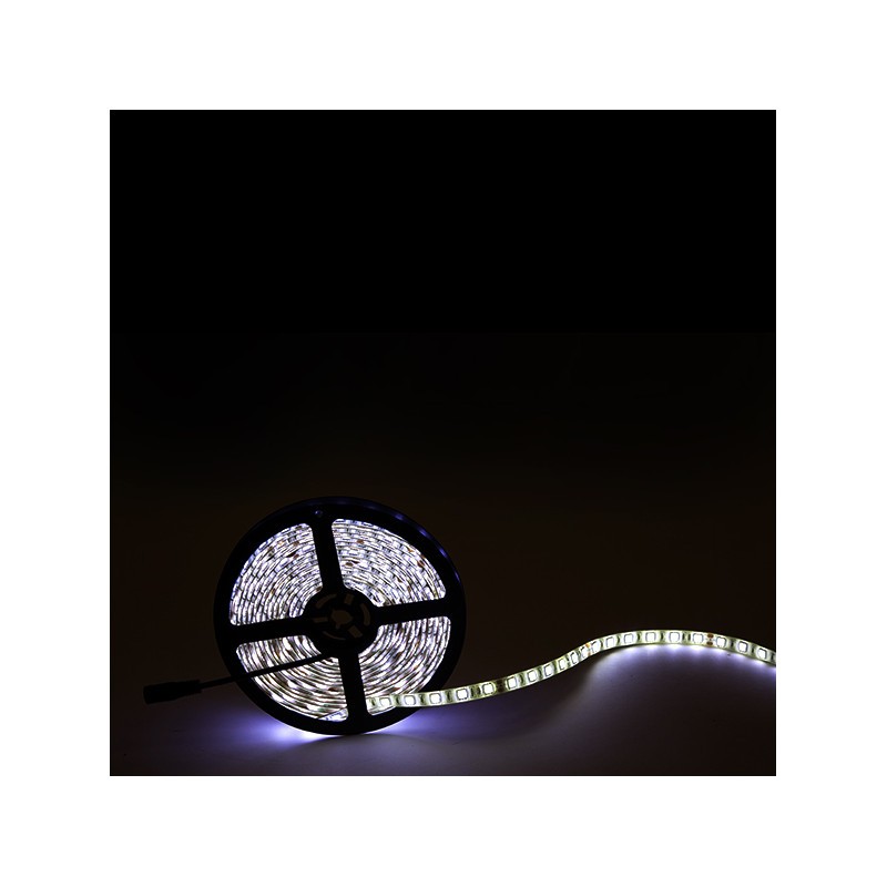 Tira de 300 LEDs 60W 7.000Lm CRI85 6000ºK SMD5050 24VDC IP65 x5M 40.000H [CA-5050-60-24-IP65-CW]-Blanco Frío