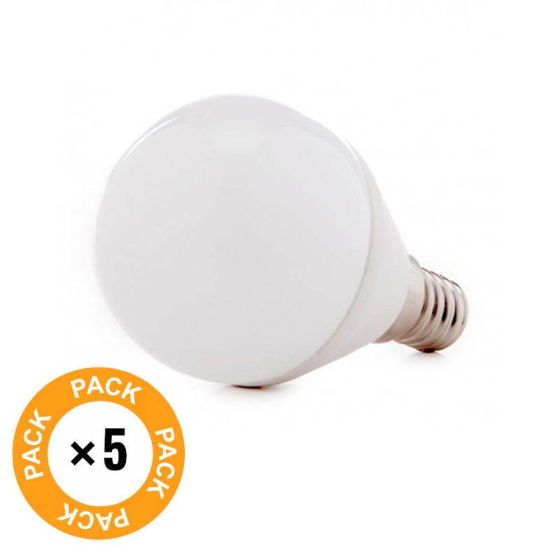 Pack 5 Bombillas LED E14 7W 520Lm 6000ºK 40.000H [HO-C37-E14-7W-RC-CW-PK5-AP]