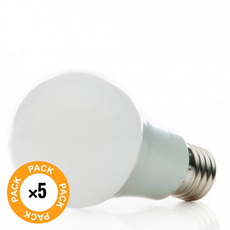 Pack 5 Bombillas LED E27 7W 630Lm 6000ºK 40.000H [HO-ED-B3-E27-7W-CW-PK5-AP]