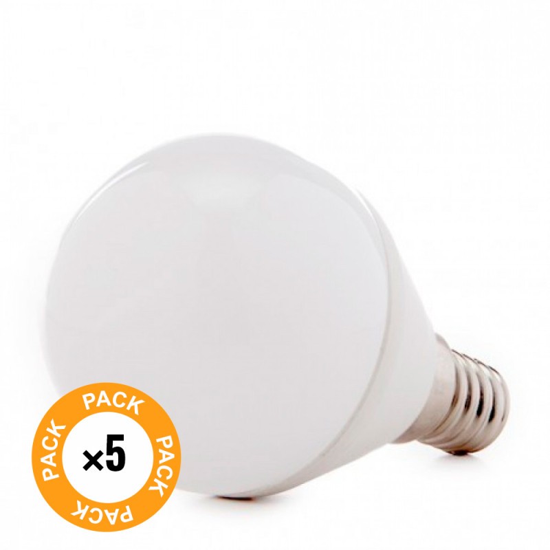 Pack 5 Bombillas LED E14 5W 410Lm 6000ºK 40.000H [HO-P45-E14-5W-RC-CW-PK5-AP]