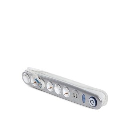 Enchufe 6 X Toma Corriente + Interruptor Luminoso + 2 X Usb Cargador 2100 Ma 5V - IP20 - Blanco/Plata