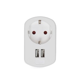Adaptador + 1 X Toma Corriente + 2 X Usb Cargador - IP20 - Blanco