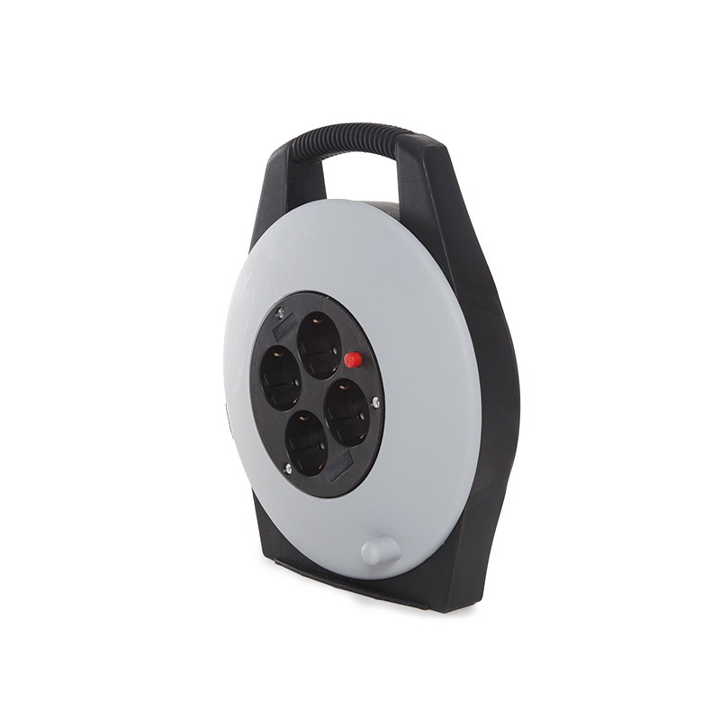 Enrollacable 4 X 16A/230 Sin Tapa - Cable 10M - IP20 - Negro/Gris