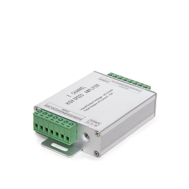 Amplificador RGB 5 Canales 12-24VDC Max.180/360W