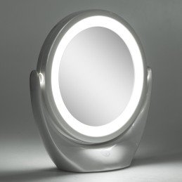 Espejo Iluminado Maquillaje LED 4200ºK Ø14,2Cm Recargable-Regulable Blanco 40.000H [SUN-ESLED-01-W]