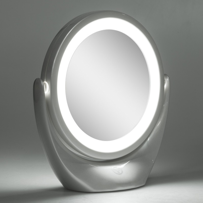 Espejo Iluminado Maquillaje LED 4200ºK Ø14,2Cm Recargable-Regulable Blanco 40.000H [SUN-ESLED-01-W]