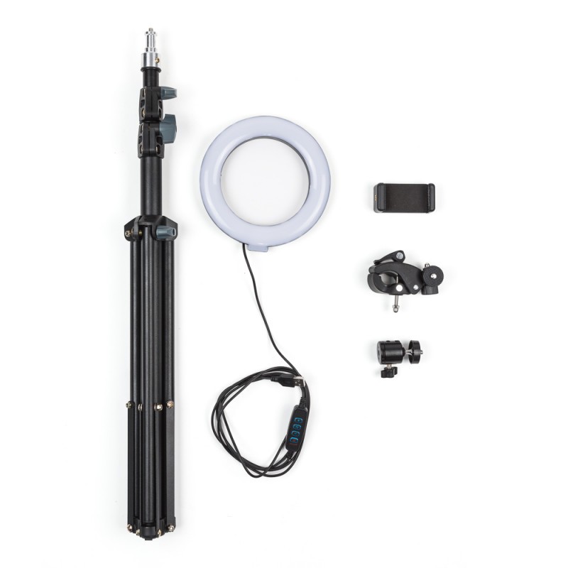 Trípode 8W 6000ºK Iluminación Videoblogs 8W Ø16Cm 68►200Cm Regulable 40.000H [SUN-RL6-200]