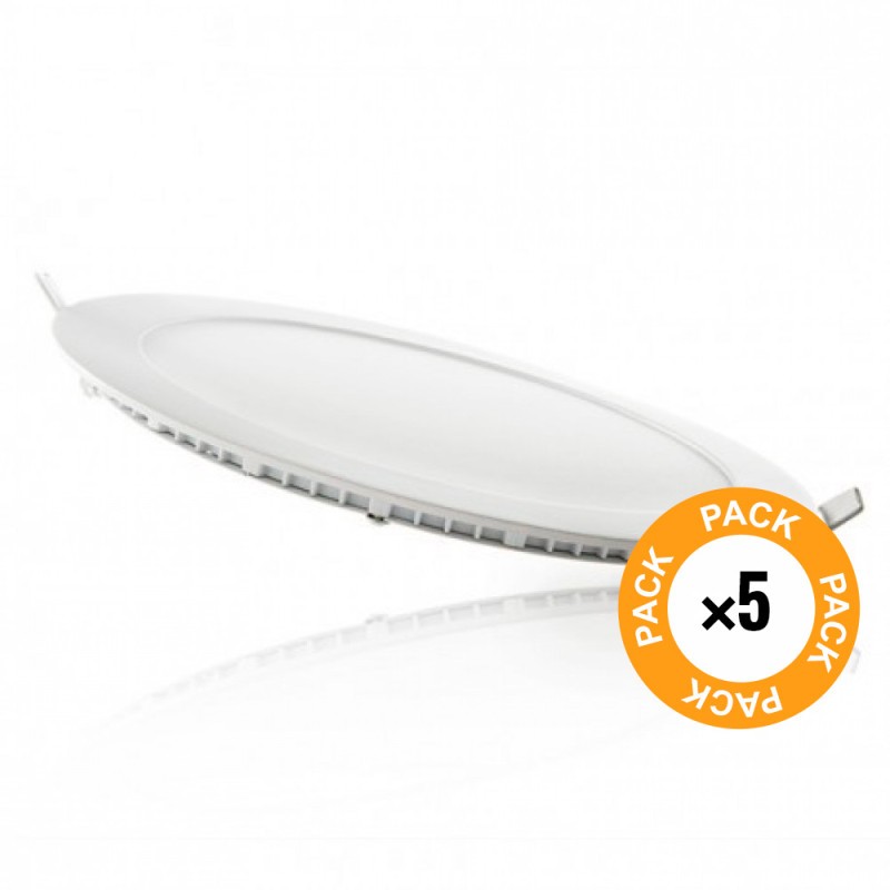 Pack 5 Placas LED 20W 1.800Lm 6000ºK Circular 40.000H [PE-1027P5-CW]