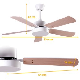 Ventilador de Techo 24W 2.400Lm Iluminación LED 3 Velocidades Control Remoto 50.000H [HO-VEN002]