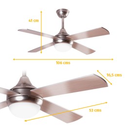 Ventilador de Techo 48W 4.800Lm Iluminación LED 3 Velocidades Control Remoto 50.000H [HO-VEN004]