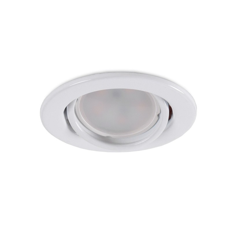 Aro Foco Downlight Circular Basculante  \"Vepa\" Acero 90mm - Blanco