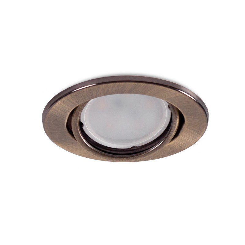 Aro Foco Downlight Circular Basculante  \"Vepa\" Acero 90mm - Latonado