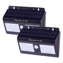 Pack 2 Apliques LED 6000ºK Solar IP65 Sensor Luz + Movimiento 40.000H [WR-SW8019-PIR-PK2]