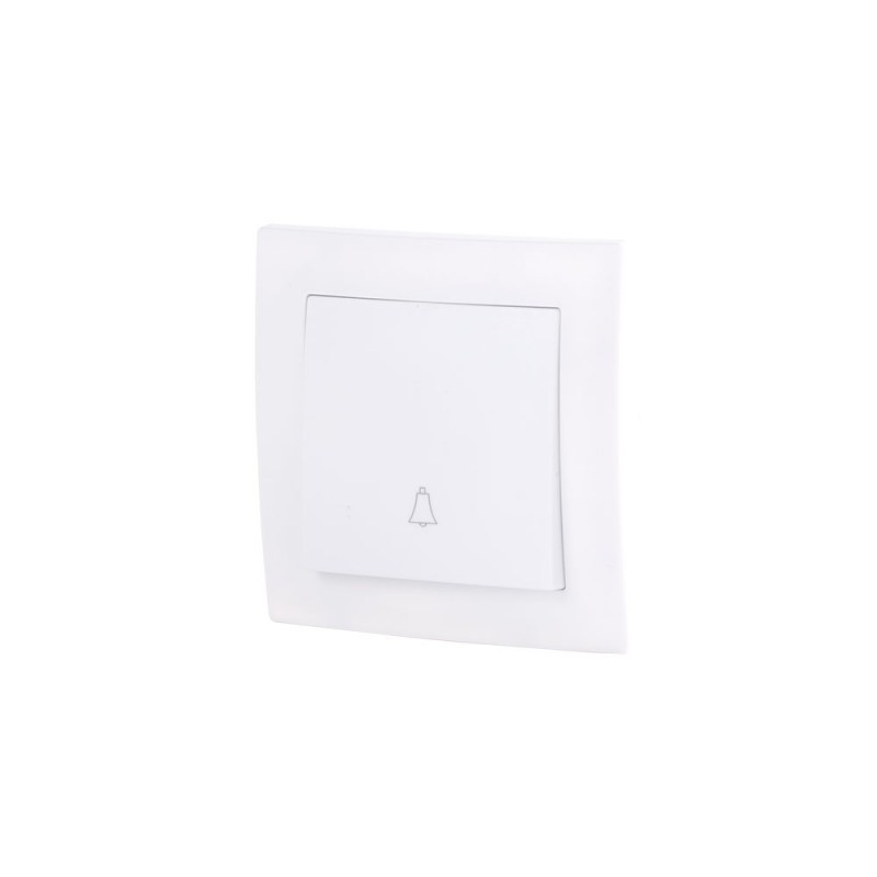 Pulsador 10A 250V Empotrado Terminales Tornillo Blanco- Con marco y mecanismo