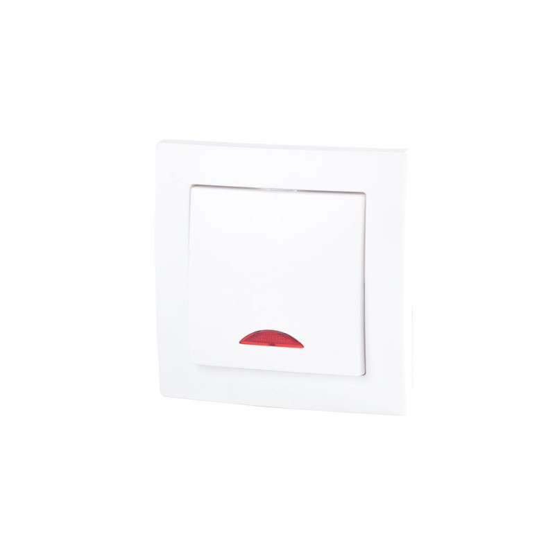Interruptor Luminoso 10A 250V Empotrado Terminales Tornillo Blanco- Con marco y mecanismo